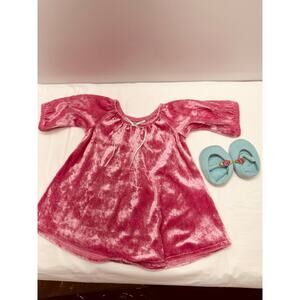 American Girl Bitty Baby Doll Sleeptime Gown & Slippers Shoes 2 Piece Set